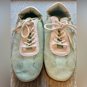 Tory Burch Womens Size 11M Leather Walking Casual Sneakers Shoes Green White